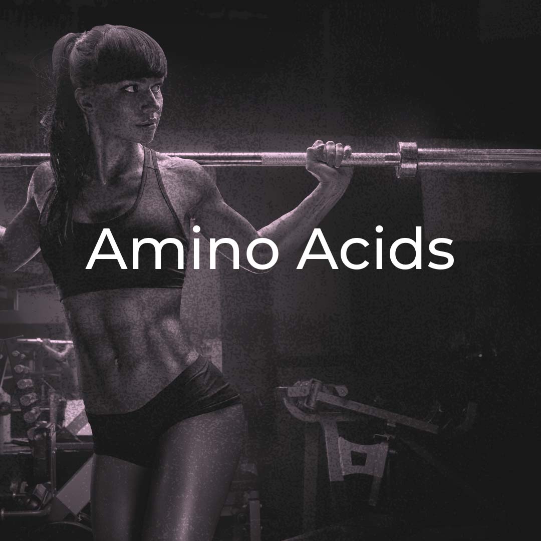 a woman with a barbell representing the amino acid