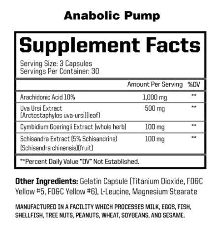 a picture of. supplement facts for Anabolic Warfare Anabolic Pump