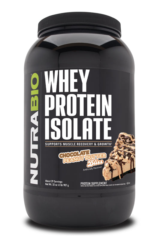 bottle of Nutrabio Whey Protein Isolate