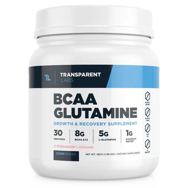 bottle of Transparent Labs BCAA/Glutamine