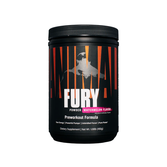 A bottle of Animal Fury preworkout. Available in Ocala Nutrition online store