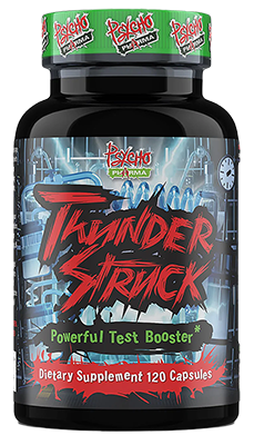 bottle of Psycho Pharma Thunderstruck Testosterone Booster