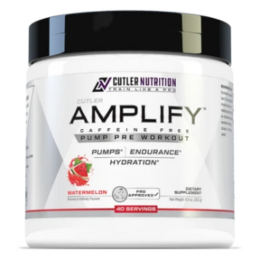 a bottle of Amplify caffeine free pump pre workout avaiable in Ocala nutrition store
