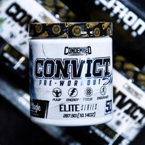 a bottle of convict pre-workout available in Ocala Nutrition Store