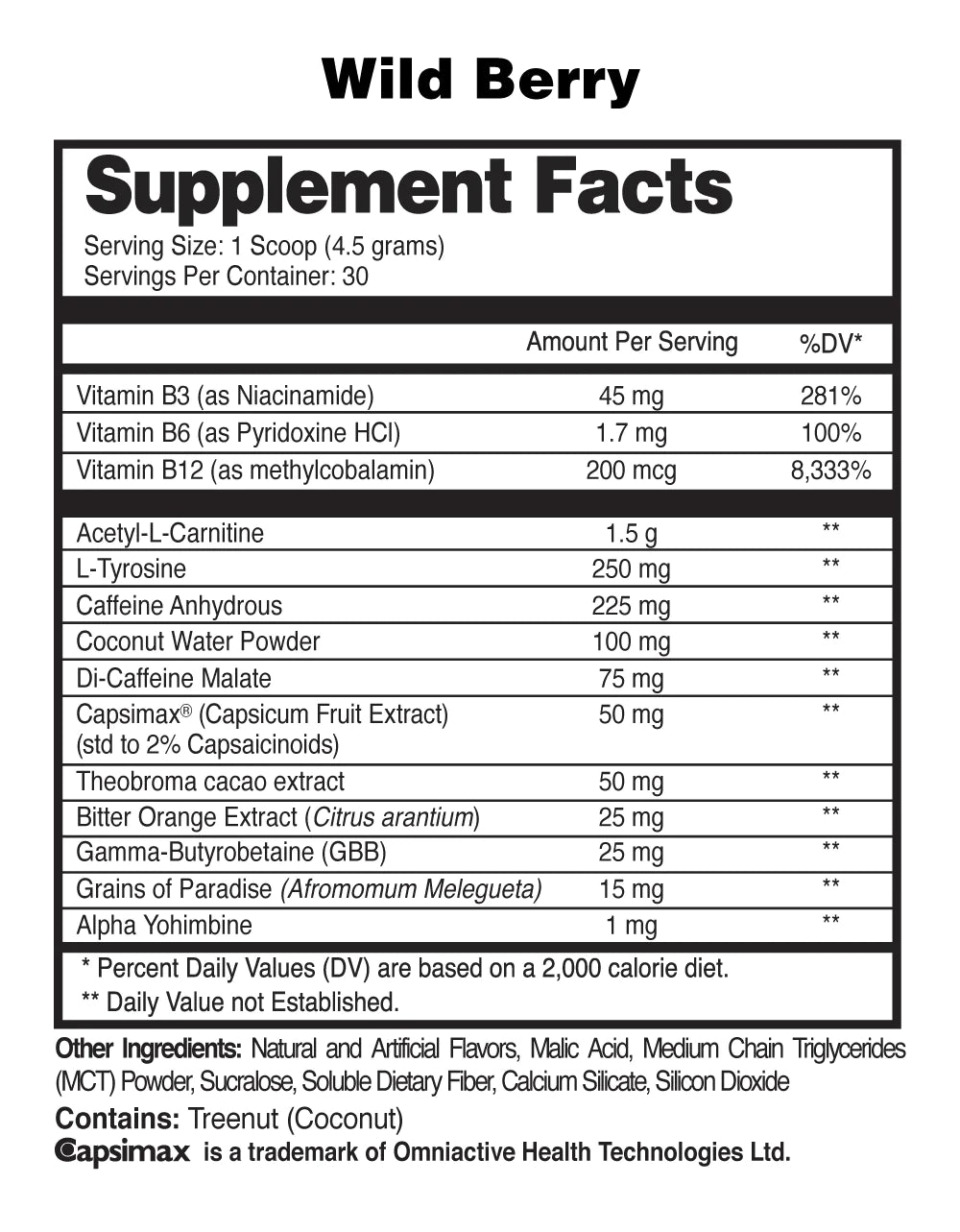 supplement facts of bottle of Phena-Lean Powder