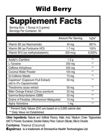 supplement facts of bottle of Phena-Lean Powder