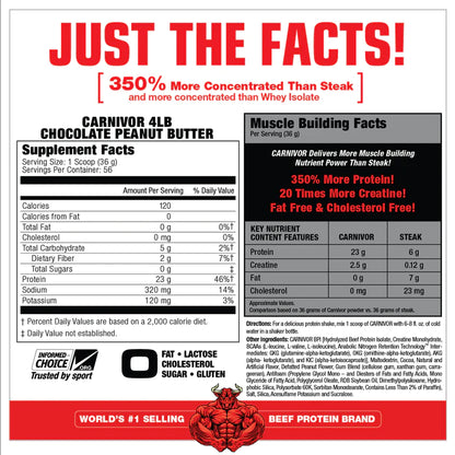 supplement facts of  CARNIVOR Beef Protein Isolate