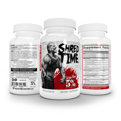 bottles of SHRED TIME Fat Burner with supplement facts