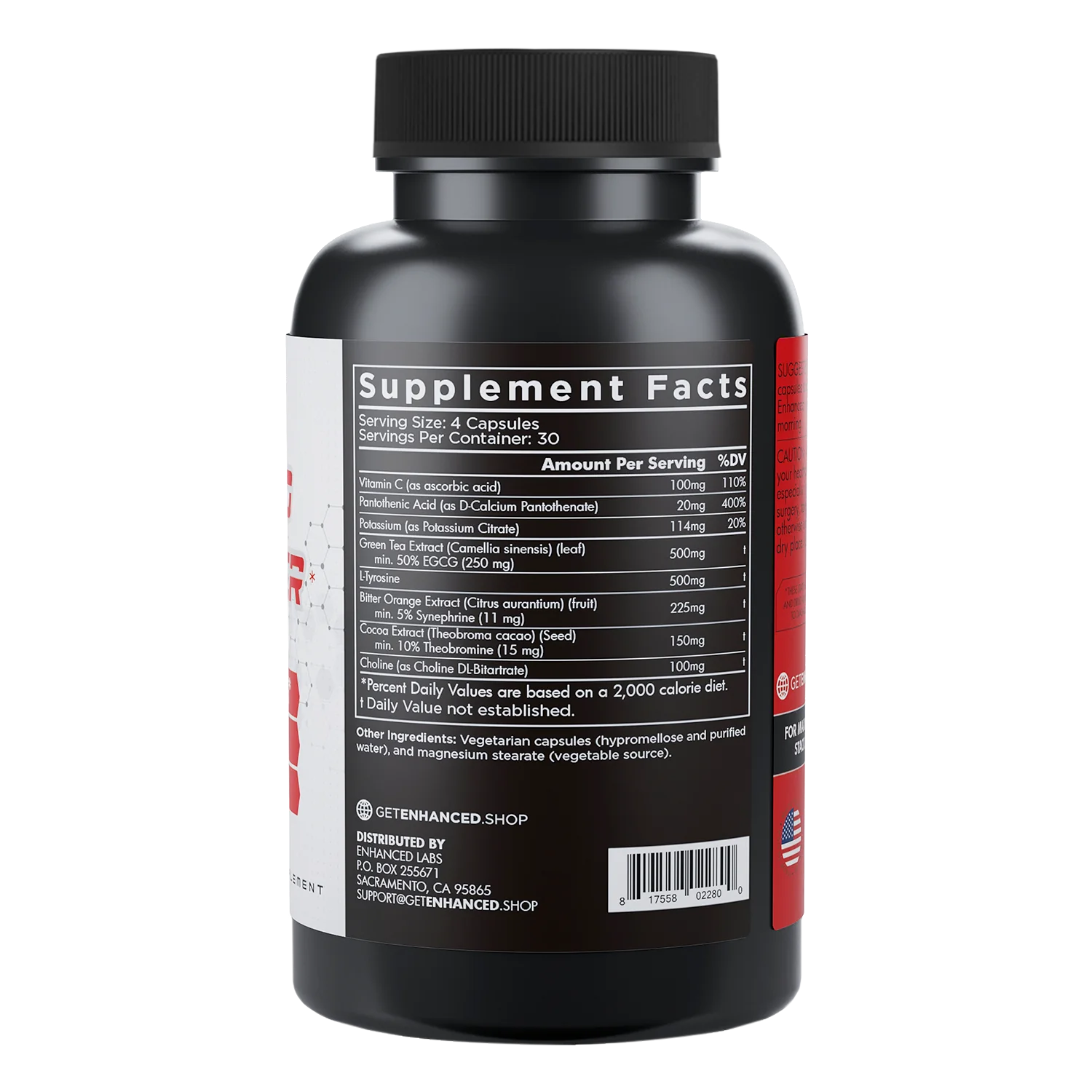 supplement facts of CODE RED FAT BURNER