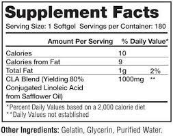 supplement facts of GASPARI CLA