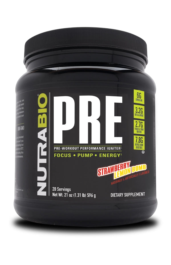 bottle of Nutrabio Pre workout