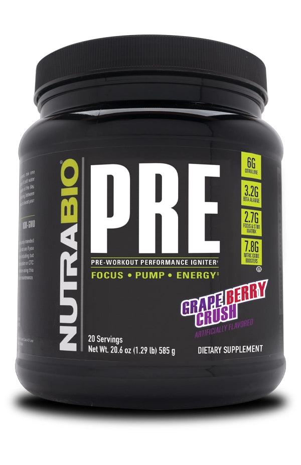 bottle of Nutrabio Pre workout