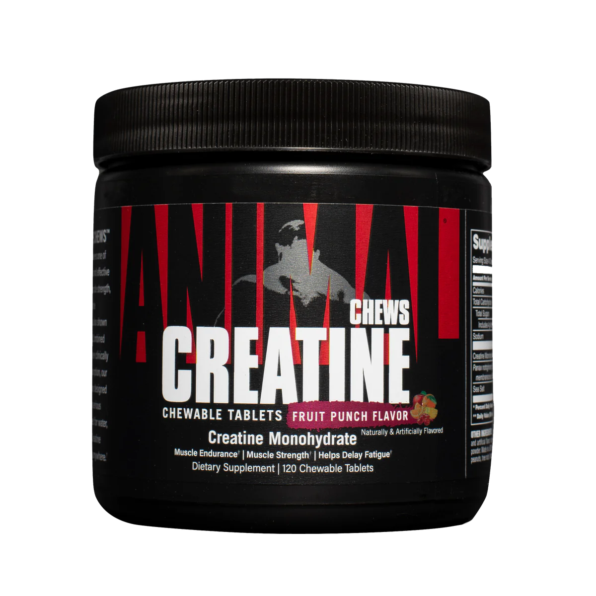 Animal chew creatine in a black bottle sold at Ocala nutrition local and online store