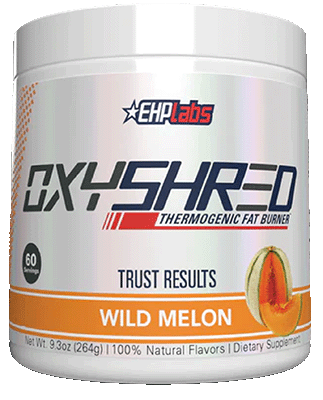 bottle of EHP Labs Oxyshred fat burner