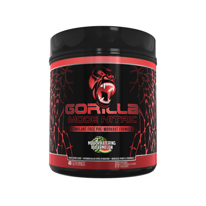 a bottle of Gorilla Mode Nitric Stim Free Pre-Workout. Available in Ocala Nutrition Store