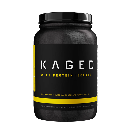 bottle of Kaged Whey Protein Isolate