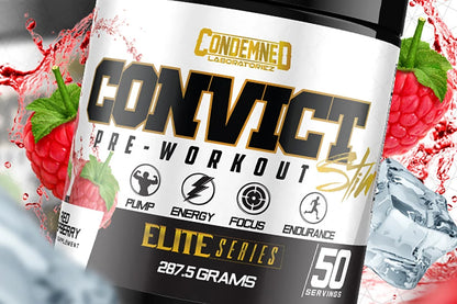 a bottle of convict pre-workout available in Ocala Nutrition Store