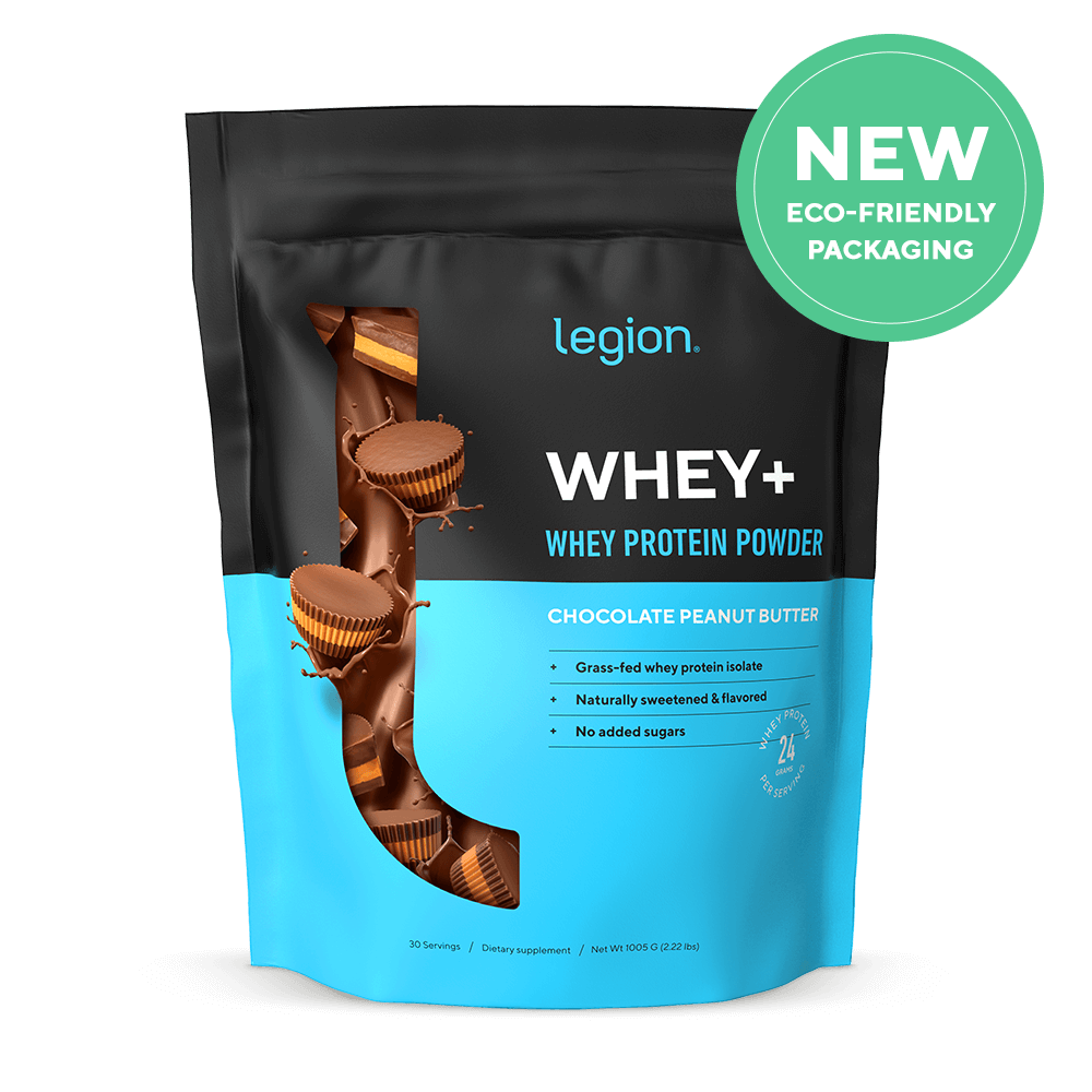 a bag of Legion Whey Protein